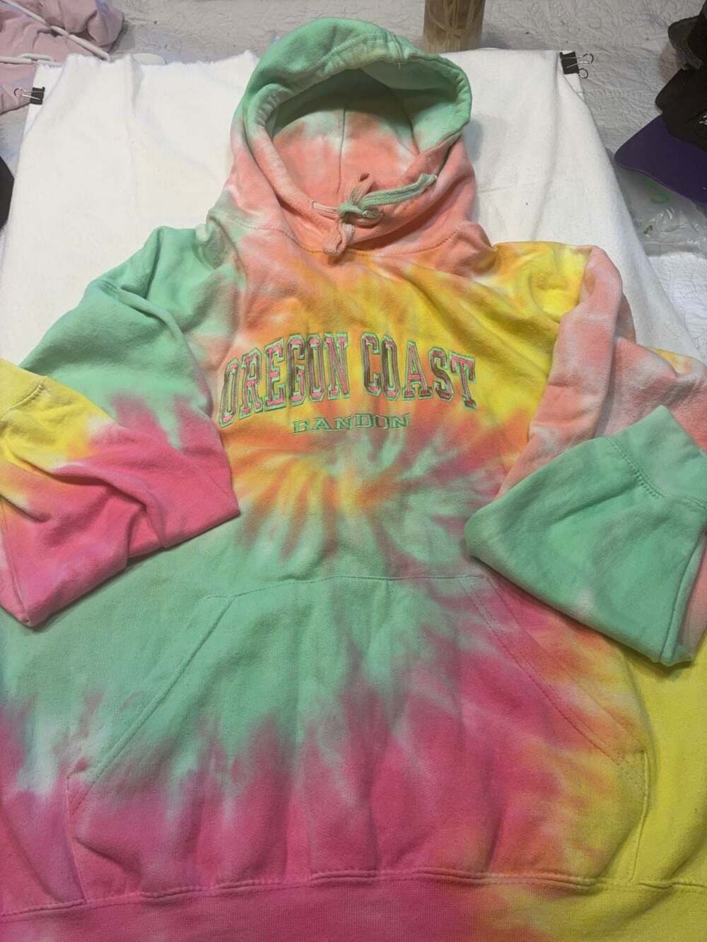 Ragwear USA Oregon Coast Bandon Tie-Dye Hoodie Size L